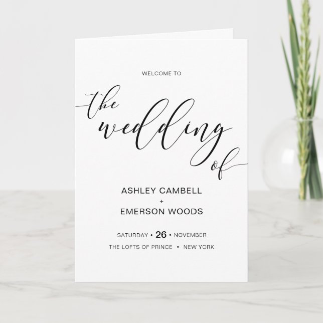 Programa plegado de ceremonia de Boda ruso moderno (Anverso)