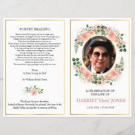 Programa plegado del funeral de las madres, rosa r