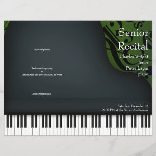 Programa plegado verde ocal o piano recital