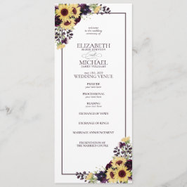 Programa Plum Purple Sunflower Watercolor Boda
