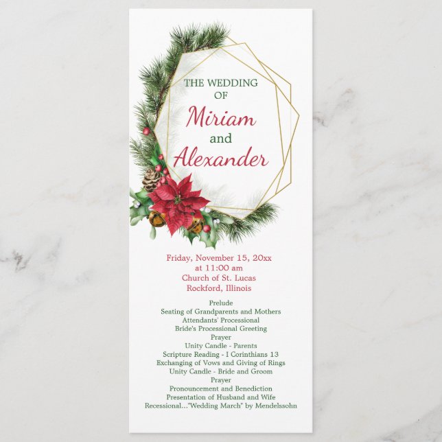 Programa Poinsettia, holly, Boda de Navidades de pino (Anverso)