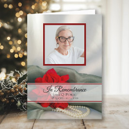 Programa Poinsettia Pearls Winter Funeral Service plegado