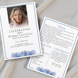 Programa Pretty Blue Hydrangea Celebrating Life - Funeral