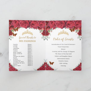 Programa Princesa Floral Roja Quinceañera Orden de los even