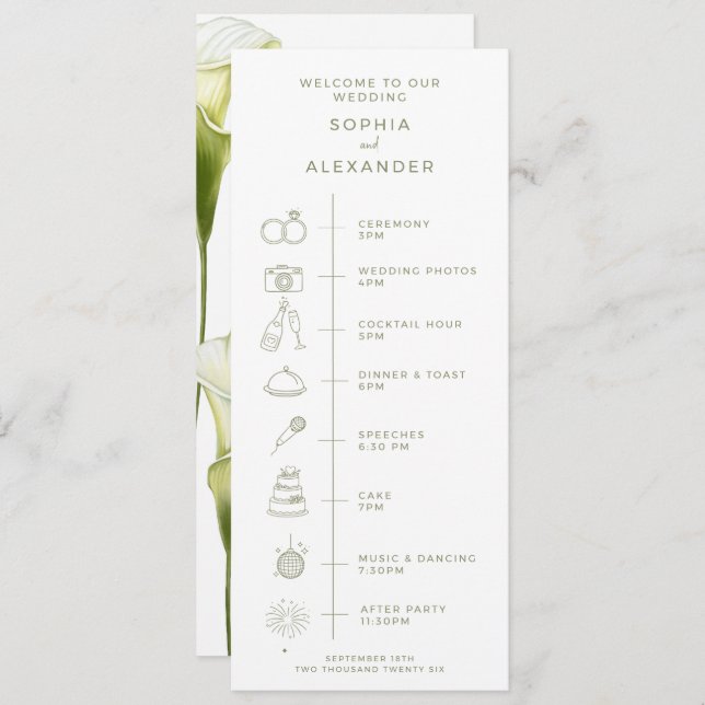 Programa Program for a modern wedding. (Anverso / Reverso)