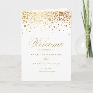 Programa Puntos de confeti de papel de oro Boda blanca Foll