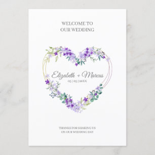 Programa Purple Floral Heart for Wedding Sand Ceremony