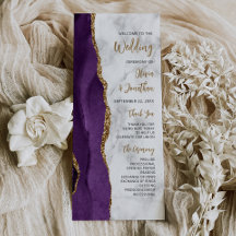 Programa Purple Gold Agate Marble Script Wedding