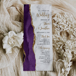 Programa Purple Gold Agate Marble Script Wedding