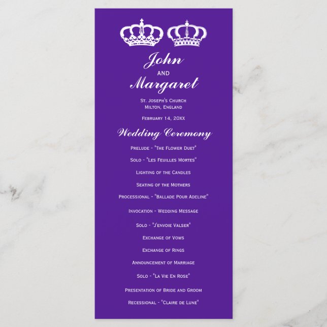 Programa Purple Royal Parple Wedding (Anverso)