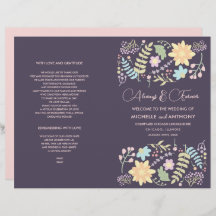 Programa Purple Rubor Pink Modern Floral Wedding