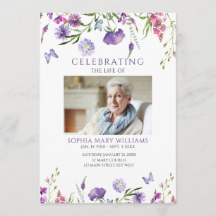 Programa Purple Wildflowers Funeral Order of Service