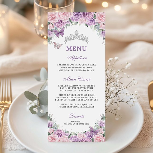 Programa Púrpura Lilac Pálido Floral Rosa Quinceañera XV Me (Subido por el creador)