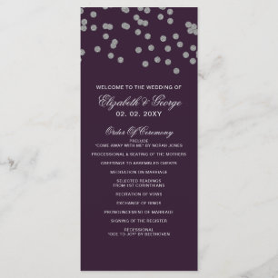 Programa Purpurina de Plata Púrpura Confetti Elegante Boda