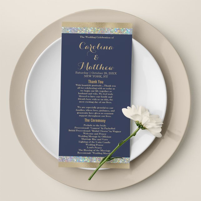 Programa Purpurina holográfico de plata azul marino (Navy blue gold silver holographic glitter Program)