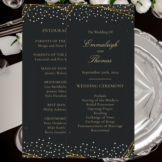 Programa Purpurina negro dorado Boda Confetti (Subido por el creador)