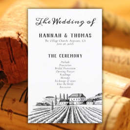 Programa Quaint Country Vineyard Wedding