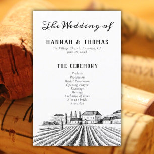 Programa Quaint Country Vineyard Wedding
