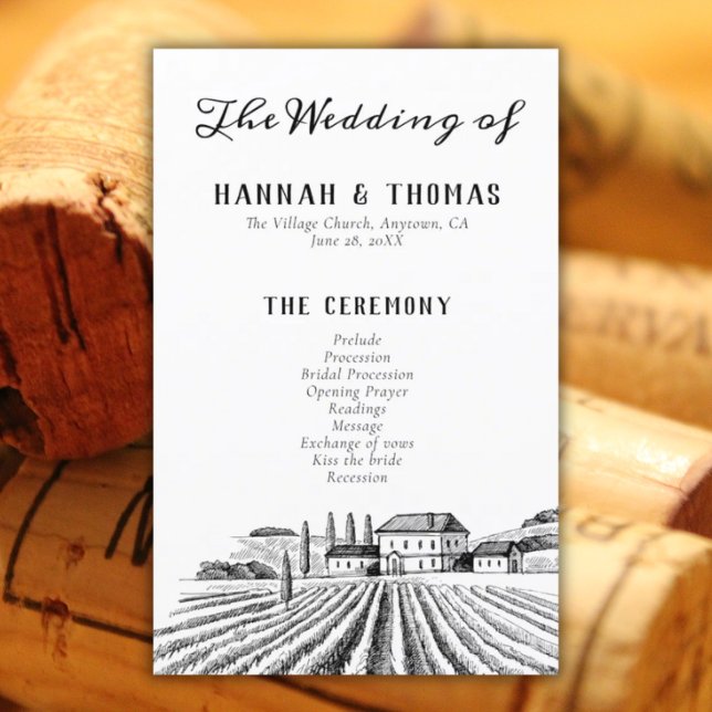 Programa Quaint Country Vineyard Wedding (country vineyard wedding program)