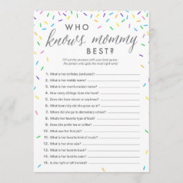 Programa Quién conoce a mamá mejor carta de juego de ducha