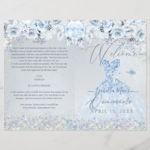 Programa Quinceanera Baby Blue Floral Purpurina Go