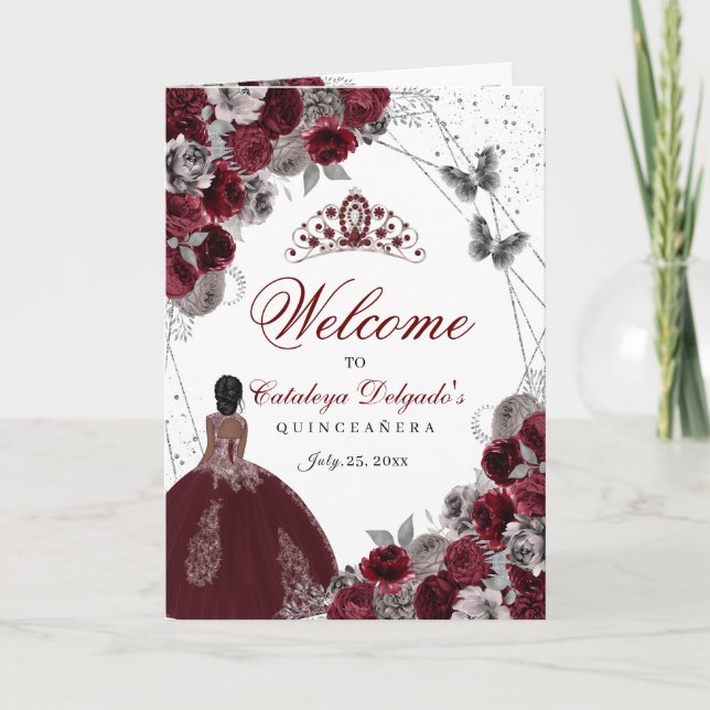 Programa Quinceanera de Mariposa Plata de Borgoña (Anverso)