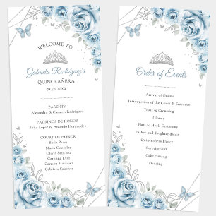 Programa Quinceanera floral azul del bebé Orden de eventos