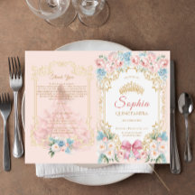 Programa Quinceanera Floral de color rosa