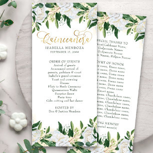 Programa Quinceanera Floral de Peonia Verde y Blan