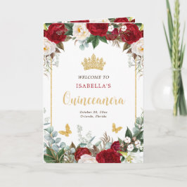 Programa Quinceanera floral roja Princesa Padrinos Evento