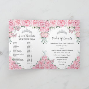 Programa Quinceañera floral rosa Orden de los eventos Padri