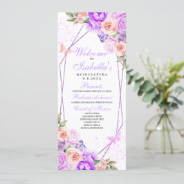 Programa Quinceanera floral rosa y púrpura