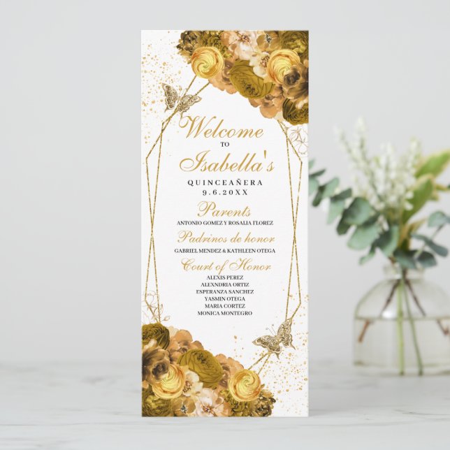 Programa Quinceanera Gold Floral (Anverso de pie)