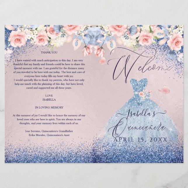 Programa Quinceanera Purpurina de la Marina Floral (Anverso)