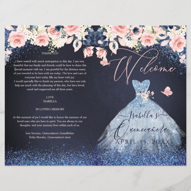 Programa Quinceanera Purpurina de la Marina Floral (Anverso)
