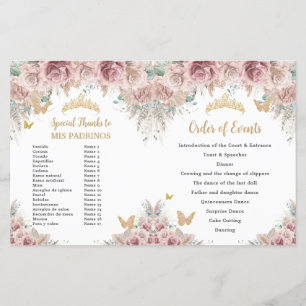 Programa Quinceañera Rubor Floral Pampas Padrinos