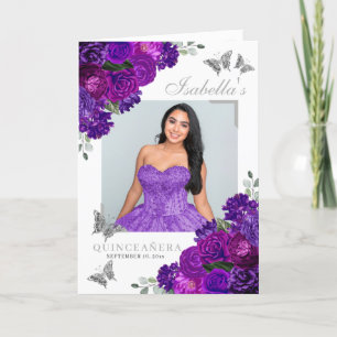 Programa Quinceanera tiara Butterflies púrpura y plata
