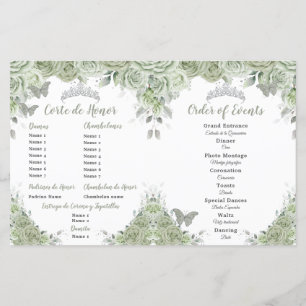 Programa Quinceañera XV de Floral Verde Sage Presu