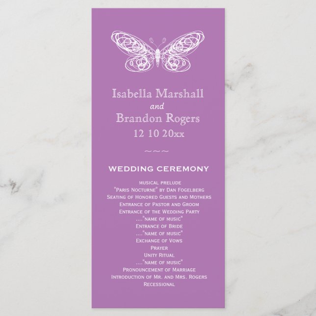 Programa Radiant Orchid Butterfly Wedding (Anverso)