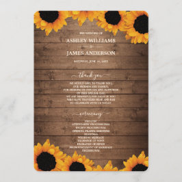 Programa Radiant Sunflower Rustic Wood Wedding