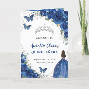 Programa Real Floral Azul Quinceañera Orden de Eventos Prog