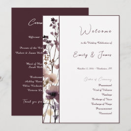 Programa Red Blush Floral Wedding Elegant Romantic