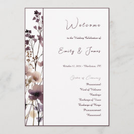 Programa Red Blush Floral Wedding Elegant Romantic