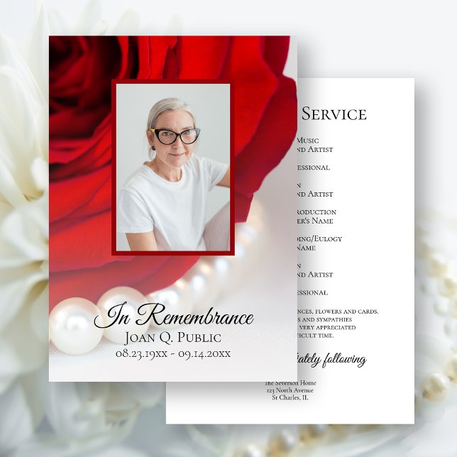 Programa Red Rose y Pearls Funeral Memorial Service (Subido por el creador)