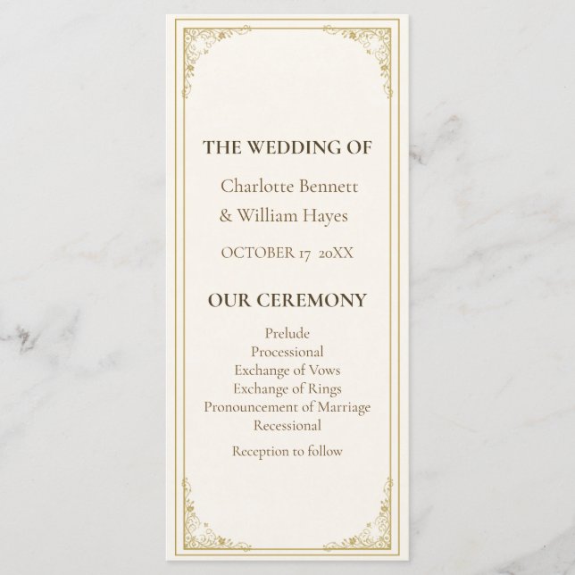 Programa Refined Gold Frame Wedding Program (Anverso)