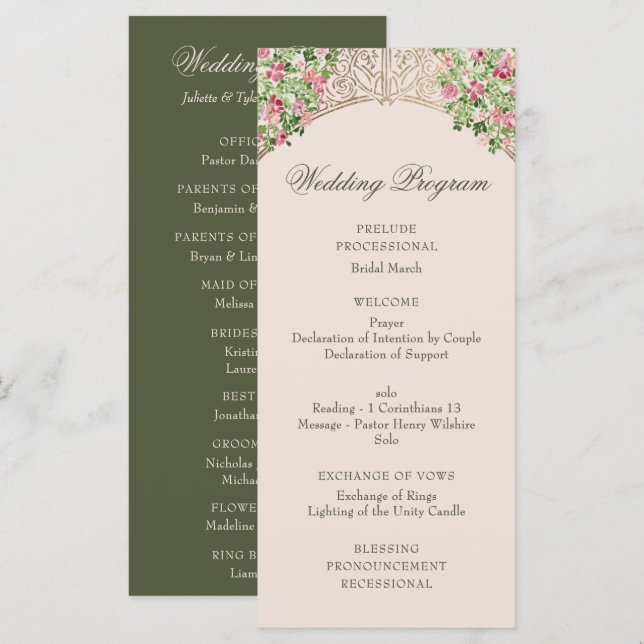 Programa Regal Doors Elegant Faux Foil Wedding (Anverso / Reverso)