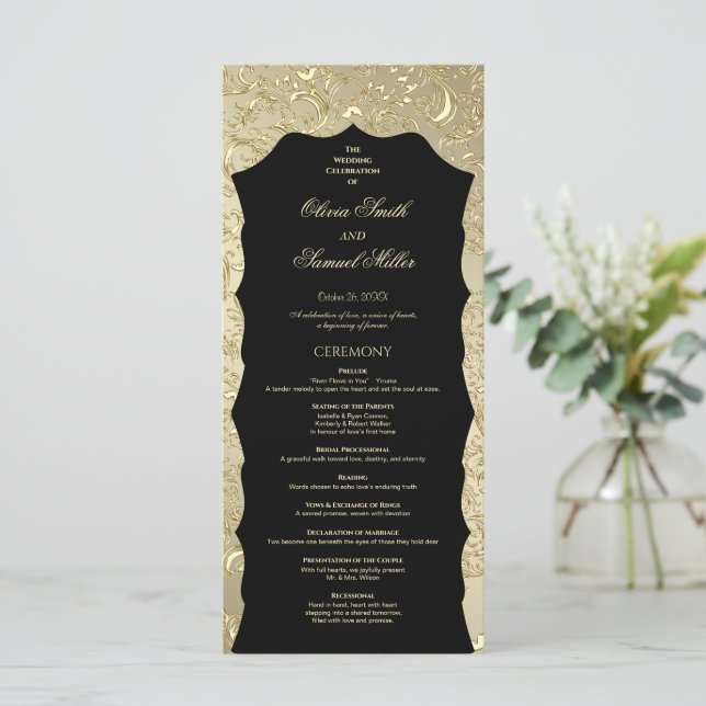 Programa Regal Golden Damask Wedding (Anverso de pie)