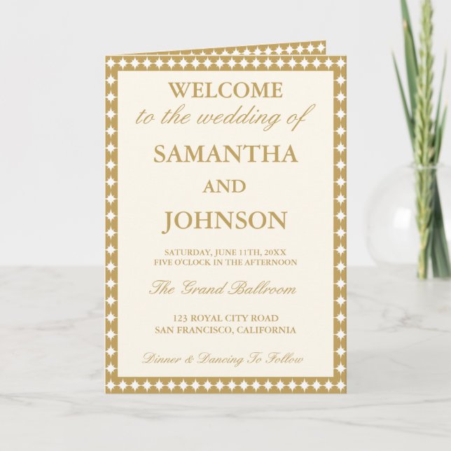 Programa Retro Ballroom Vintage Ivory Wedding Program (Anverso)