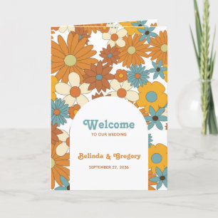 Programa Retro Flowers 60's Orden de servicio Boda de los 7