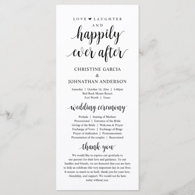 Programa Risas de amor Feliz día después, Boda Ceremonia (Anverso)
